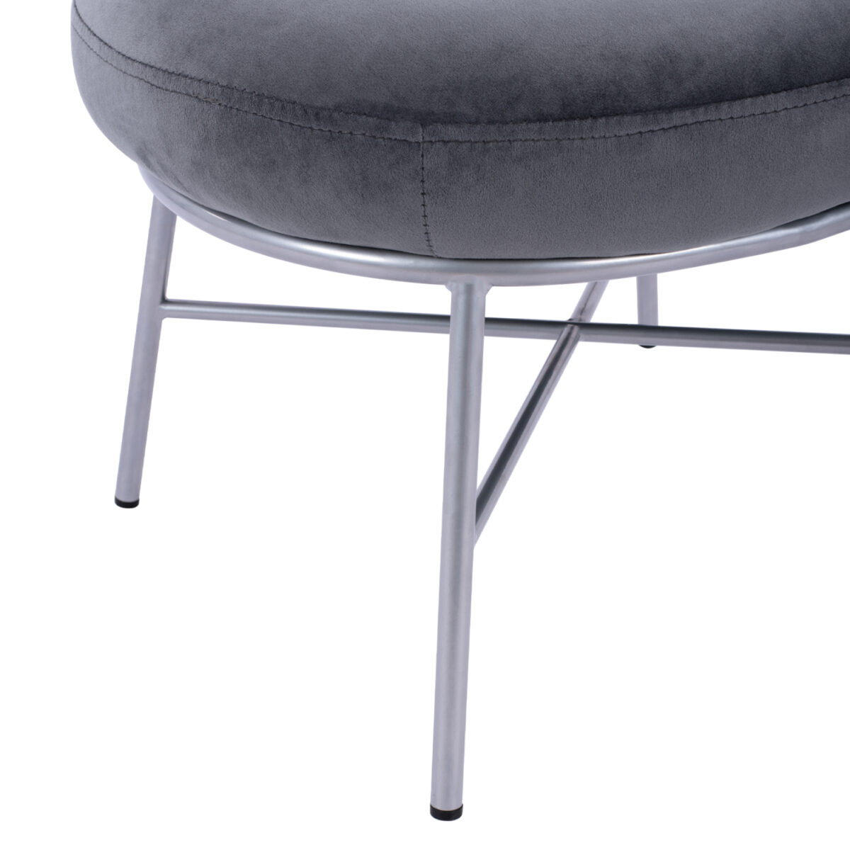 ΣΚΑΜΠΟ ΥΠΟΠΟΔΙΟ TRUDI HM8640.01 ΑΠΟ ΓΚΡΙ ΒΕΛΟΥΔΟ ΜΕ ΑΣΗΜΙ ΒΑΣΗ 55x46x38Υ εκ. - Image 6