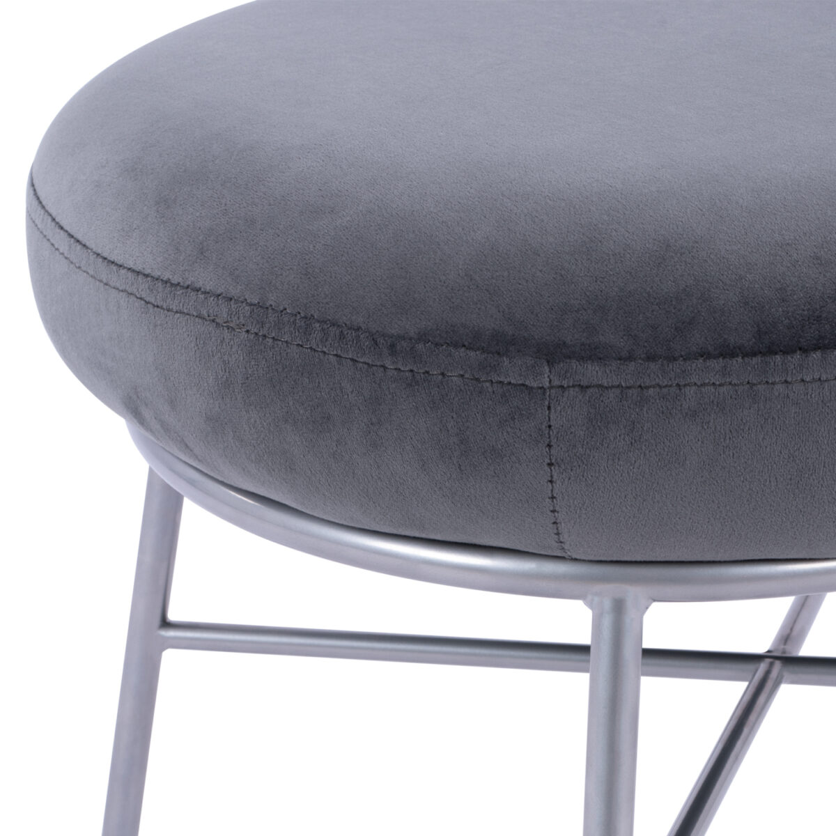 ΣΚΑΜΠΟ ΥΠΟΠΟΔΙΟ TRUDI HM8640.01 ΑΠΟ ΓΚΡΙ ΒΕΛΟΥΔΟ ΜΕ ΑΣΗΜΙ ΒΑΣΗ 55x46x38Υ εκ. - Image 7