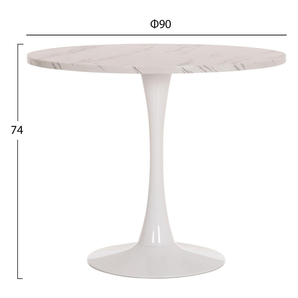 trapezi-trapezarias-fb9942111-stroggylo-1 ΤΡΑΠΕΖΙ ΤΡΑΠΕΖΑΡΙΑΣ ROLLO HM9421.11 ΣΤΡΟΓΓΥΛΟ WHITE MARBLE Φ90x74Υεκ. - Image 2