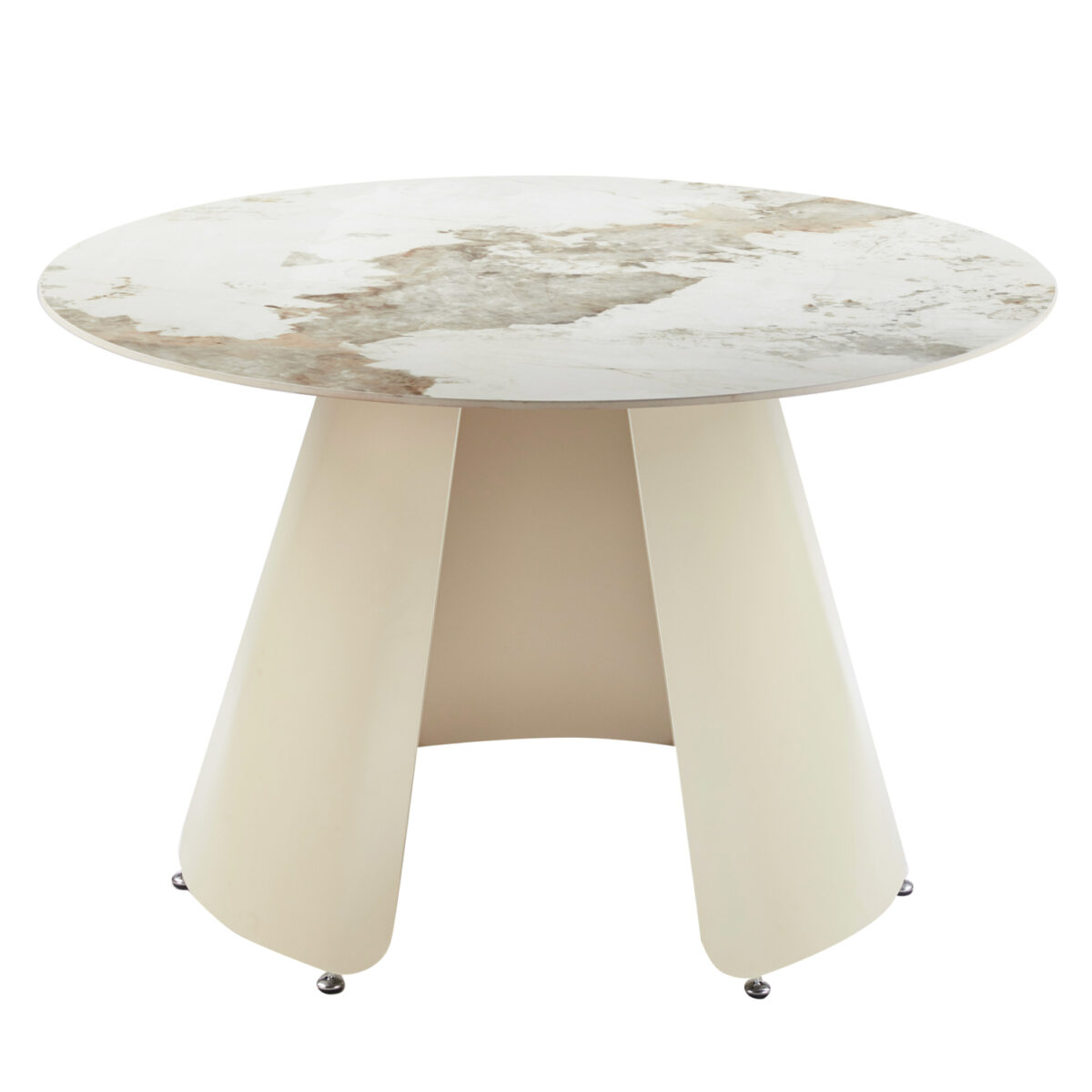 trapezi-trapezarias-stroggylo-fb918326-k-1 ΤΡΑΠΕΖΙ ΤΡΑΠΕΖΑΡΙΑΣ ΣΤΡΟΓΓΥΛΟ SEDAR HM18326 ΚΕΡΑΜΙΚΟ TOP--ΚΡΕΜ ΜΕΤΑΛ.ΠΟΔΙΑ Φ120x78Υ - Image 2