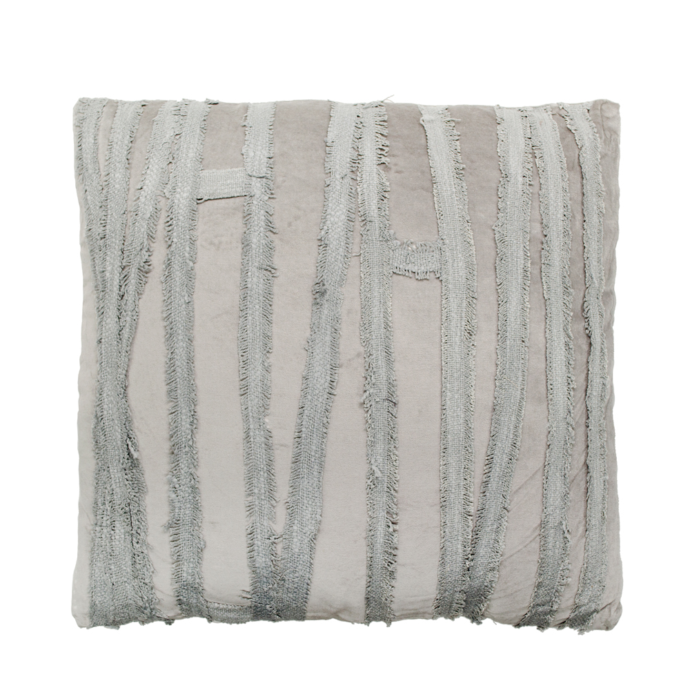 SILVER STRIPES ΔΙΑΚΟΣΜΗΤΙΚΟ ΜΑΞΙΛΑΡΙ 50x50x10cm ΥΦΑΣΜΑ ΓΚΡΙ