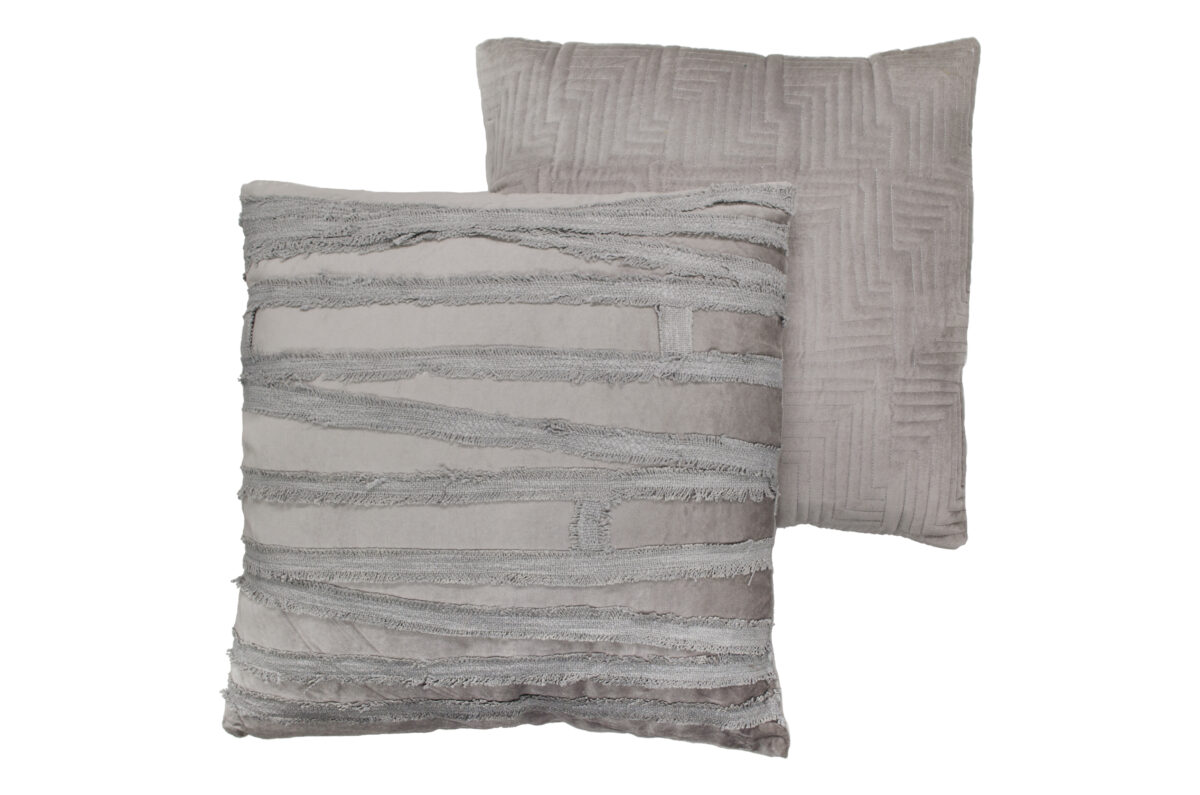 SILVER STRIPES ΔΙΑΚΟΣΜΗΤΙΚΟ ΜΑΞΙΛΑΡΙ 50x50x10cm ΥΦΑΣΜΑ ΓΚΡΙ - Image 2