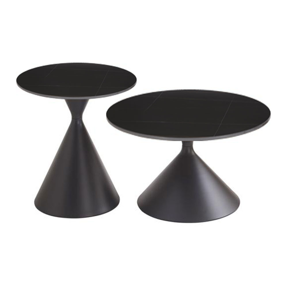 LAVA COFFEE TABLE SET 2ΤΕΜ ΜΑΥΡΟ ΜΑΥΡΟ 70x70x40cm