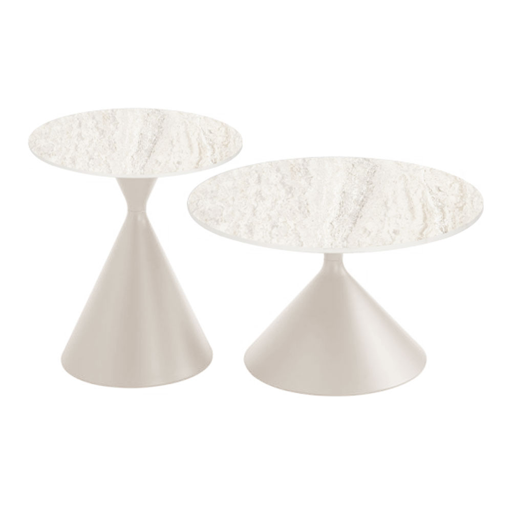 PIETRA COFFEE TABLE SET 2ΤΕΜ CREAM CREAM 70x70x40cm