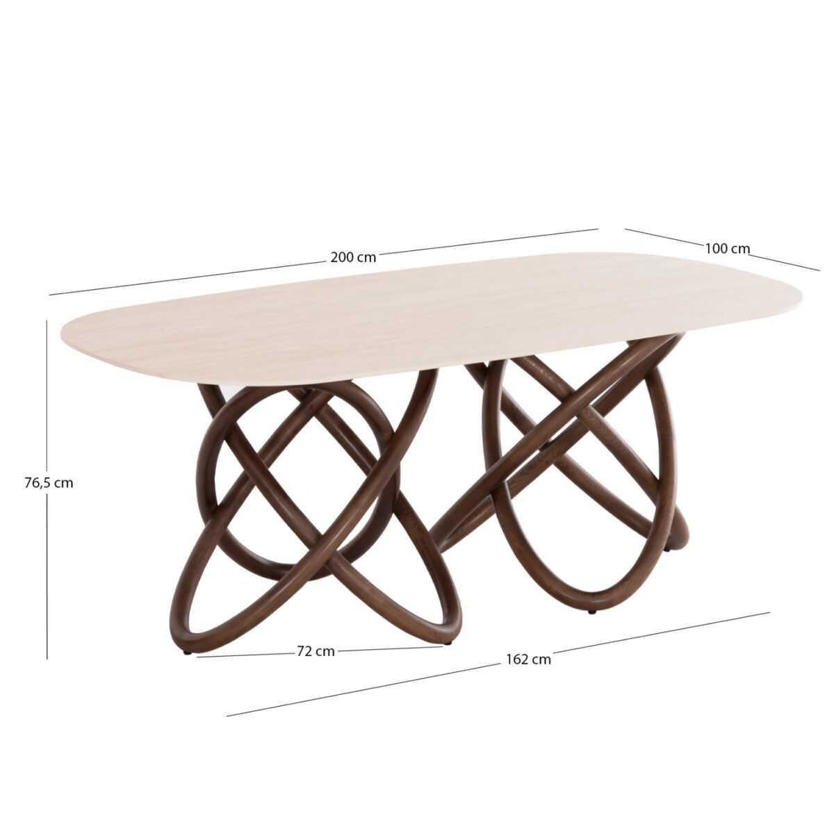 ΤΡΑΠΕΖΙ ORBITER SM18093.01 ΕΚΡΟΥ ΚΕΡΑΜΙΚΟ TOP-ΠΟΔΙΑ ΦΡΑΞΙΝΟΥ ΚΑΡΥΔΙ 200x100x76,5Υεκ - Image 2