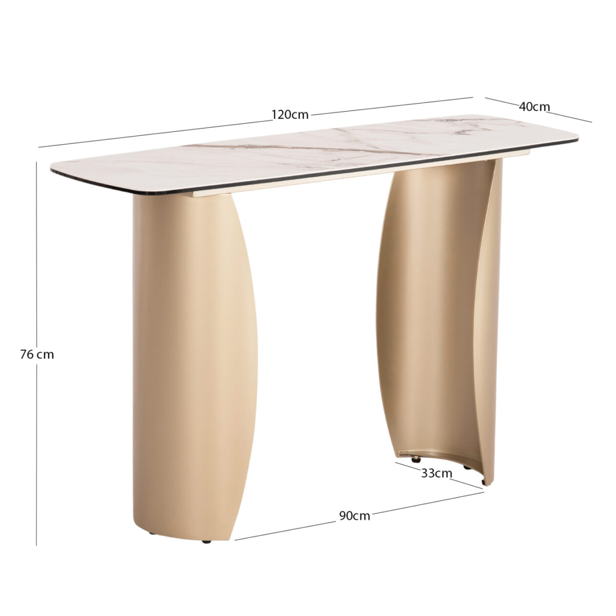 ΚΟΝΣΟΛΑ ΣΕΙΡΑ OBSESSION SM18088 ΚΕΡΑΜΙΚΟ TOP ΜΕ ΓΥΑΛΙ-ΜΕΤΑΛΛΟ ΣΑΜΠΑΝΙ 120x40x76Υεκ. - Image 2