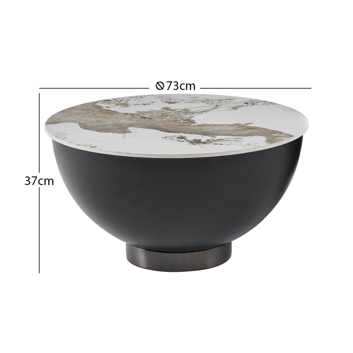 ΤΡΑΠΕΖΙ ΣΑΛΟΝΙΟΥ ERIDANO SM18309.02 ΜΕΤΑΛΛΟ ΜΑΥΡΟ-SINTERED STONE PANDORA Φ73x37Υεκ - Image 2