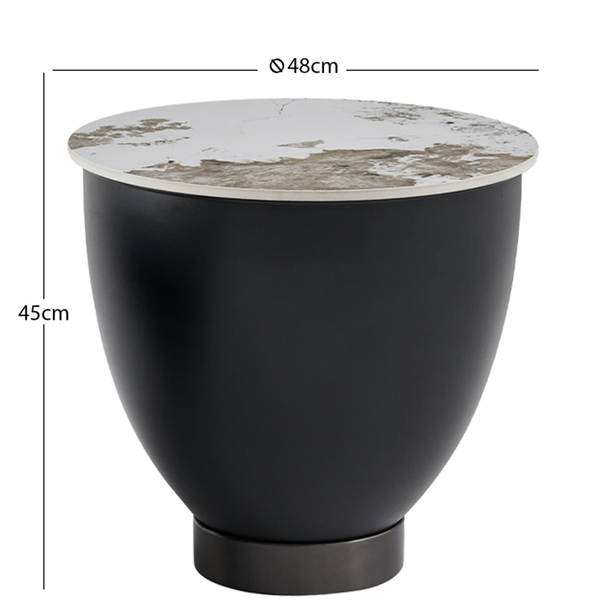 ΤΡΑΠΕΖΙ ΣΑΛΟΝΙΟΥ ERIDANO SM18310.02 ΜΕΤΑΛΛΟ ΜΑΥΡΟ-SINTERED STONE PANDORA Φ48x45Υεκ - Image 2