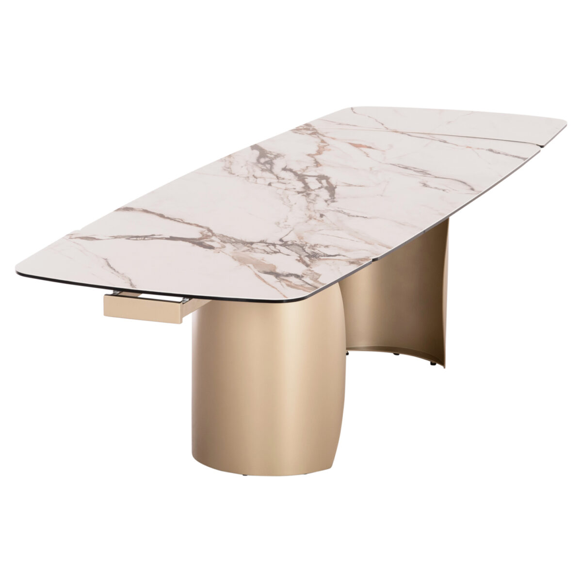 ΤΡΑΠΕΖΙ ΤΡΑΠΕΖΑΡΙΑΣ ΕΠΕΚΤΕΙΝΟΜΕΝΟ ΣΕΙΡΑ OBSESSION SM18086 ΚΕΡΑΜΙΚΟ TOP ΜΕ ΓΥΑΛΙ-ΜΕΤΑΛΛΟ 300x100x77Υ - Image 7