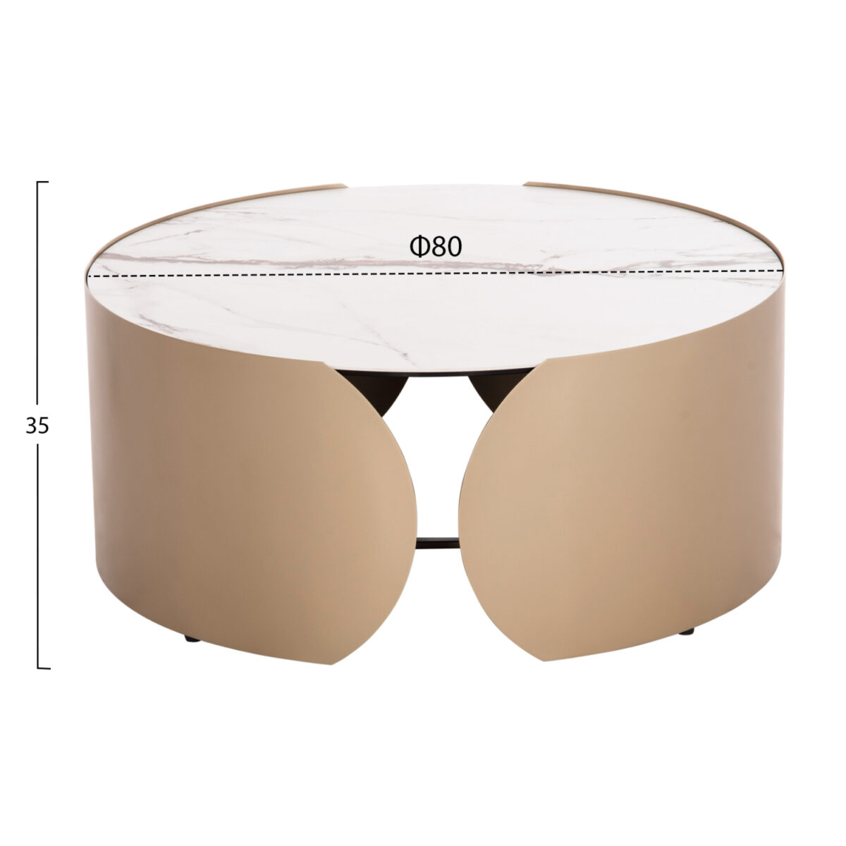 ΤΡΑΠΕΖΙ ΣΑΛΟΝΙΟΥ ΣΕΙΡΑ OBSESSION SM18089 ΚΕΡΑΜΙΚΟ TOP & ΓΥΑΛΙ-ΜΕΤΑΛΛΟ Φ80x35Yεκ - Image 7