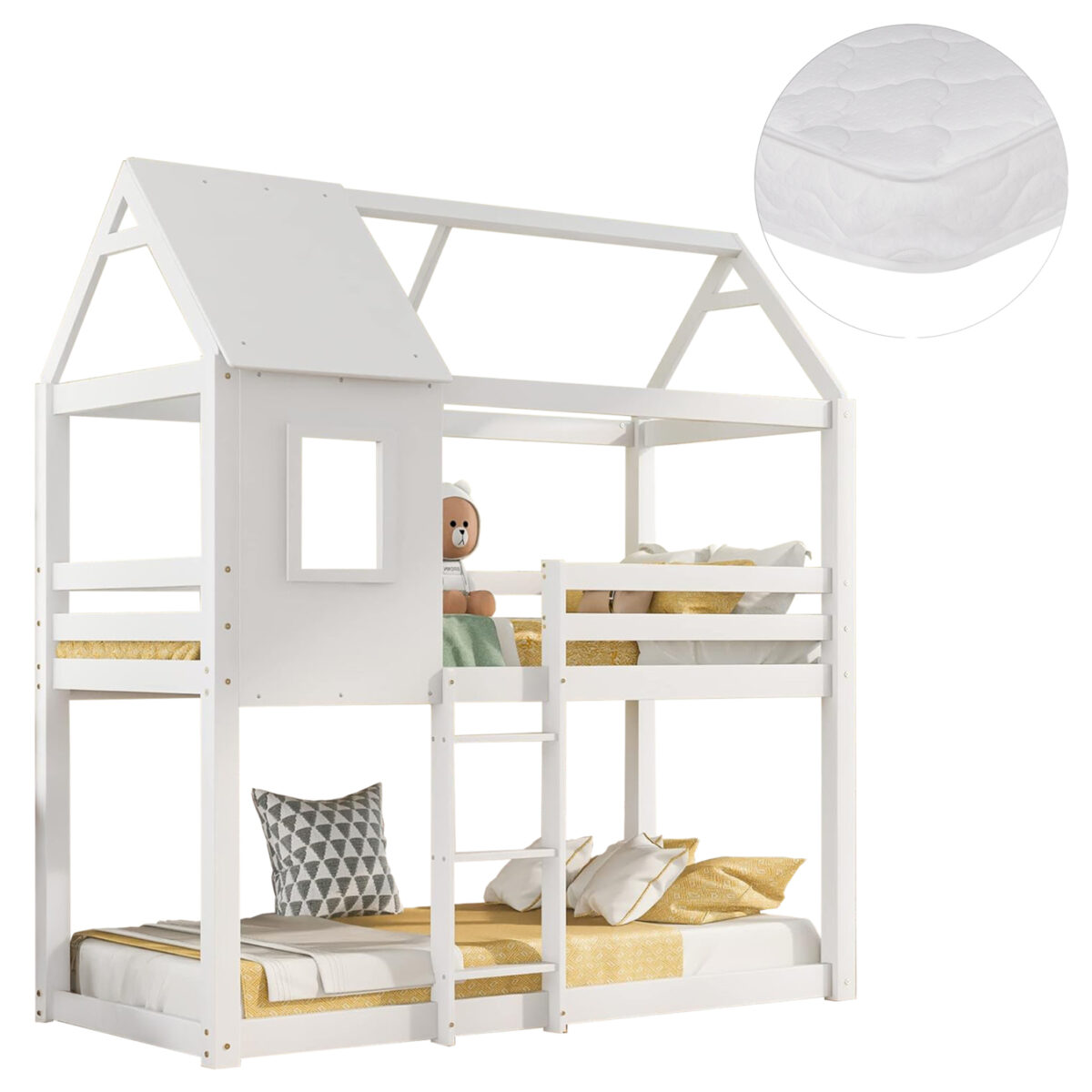 ΚΟΥΚΕΤΑ ΠΑΙΔΙΚΗ ΜΕ 2 ΣΤΡΩΜΑΤΑ HOOD HM21314.01 ΞΥΛΟ ΠΕΥΚΟΥ ΛΕΥΚΟ--ΣΤΡΩΜΑΤΑ 90x190εκ