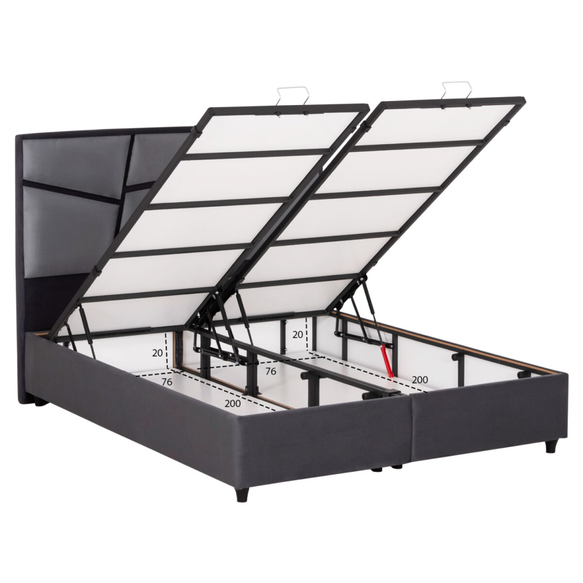 ΚΡΕΒΑΤΙ ΔΙΠΛΟ ΜΕ ΣΤΡΩΜΑ & ΑΠΟΘ.ΧΩΡΟ IRIDA HM21166 ΓΚΡΙ ΒΕΛΟΥΔΟ--ΓΙΑ 160x200εκ - Image 4