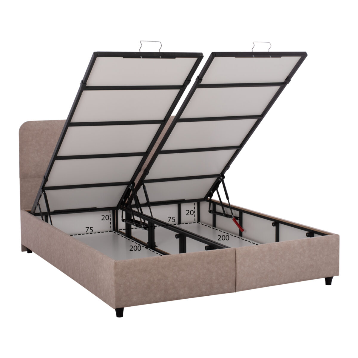 ΚΡΕΒΑΤΙ ΜΕ ΣΤΡΩΜΑ ΔΙΠΛΟ DOLORES HM21165 ΜΠΕΖ ΥΦΑΣΜΑ & ΑΠΟΘ.ΧΩΡΟΣ-ΓΙΑ 160x200εκ. - Image 4