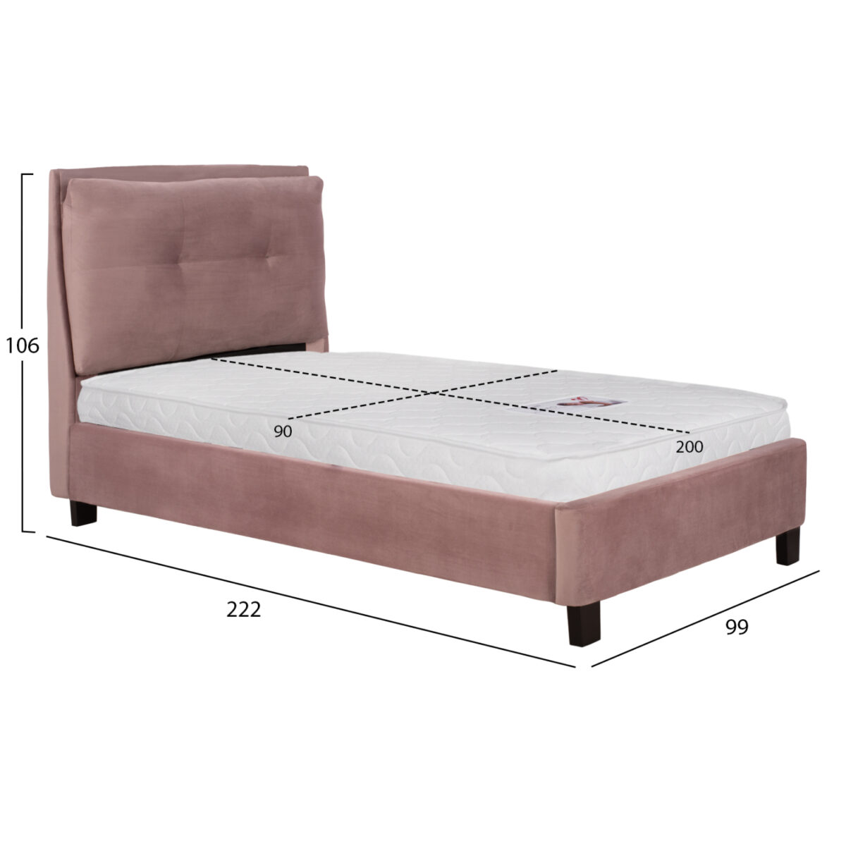 ΚΡΕΒΑΤΙ ΜΕ ΣΤΡΩΜΑ RILEY HM21282.02 ΣΑΠΙΟ ΜΗΛΟ ΒΕΛΟΥΔΟ--ΓΙΑ 90x200εκ - Image 3