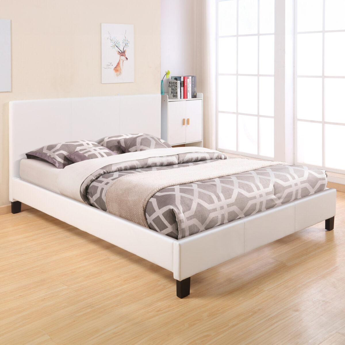 ΚΡΕΒΑΤΙ ΜΕ ΣΤΡΩΜΑ BECCA HM21283.01 ΛΕΥΚΟ PU--ΓΙΑ 150x200εκ - Image 2