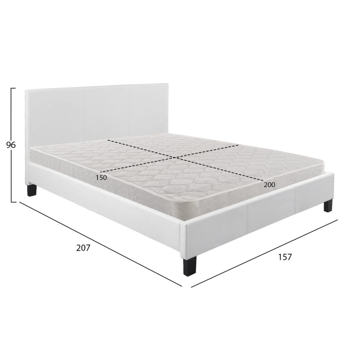 ΚΡΕΒΑΤΙ ΜΕ ΣΤΡΩΜΑ BECCA HM21283.01 ΛΕΥΚΟ PU--ΓΙΑ 150x200εκ - Image 3