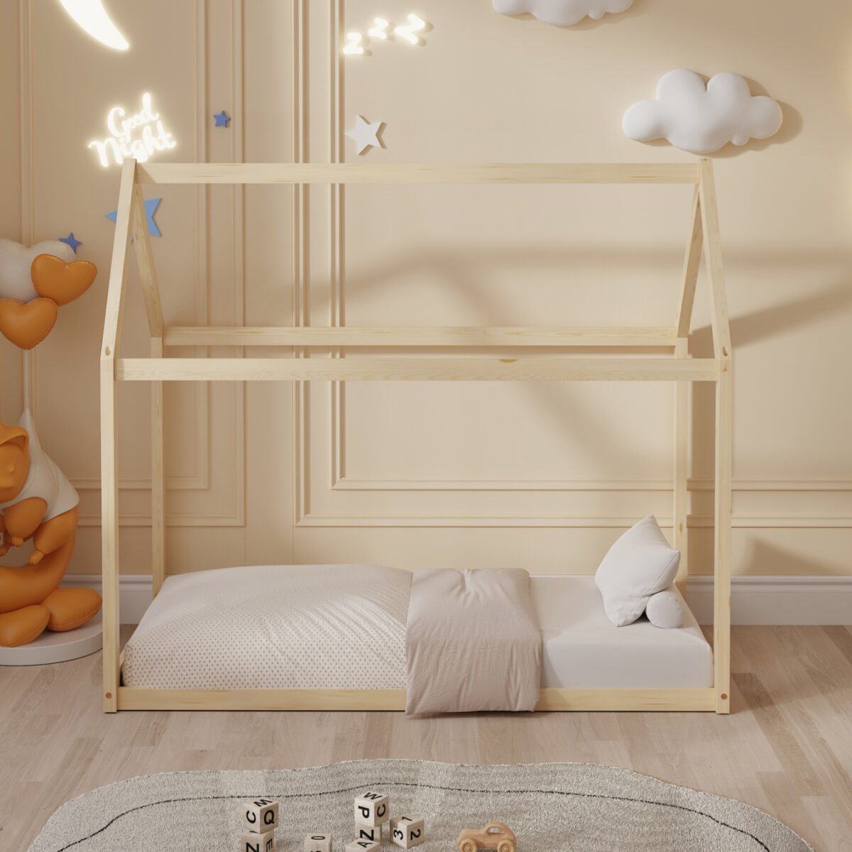 ΚΡΕΒΑΤΙ ΠΑΙΔΙΚΟ ΜΕ ΣΤΡΩΜΑ PEPE HM21303 ΞΥΛΟ ΠΕΥΚΟΥ ΣΕ ΦΥΣΙΚΟ--ΣΤΡΩΜΑ 70x140εκ - Image 6