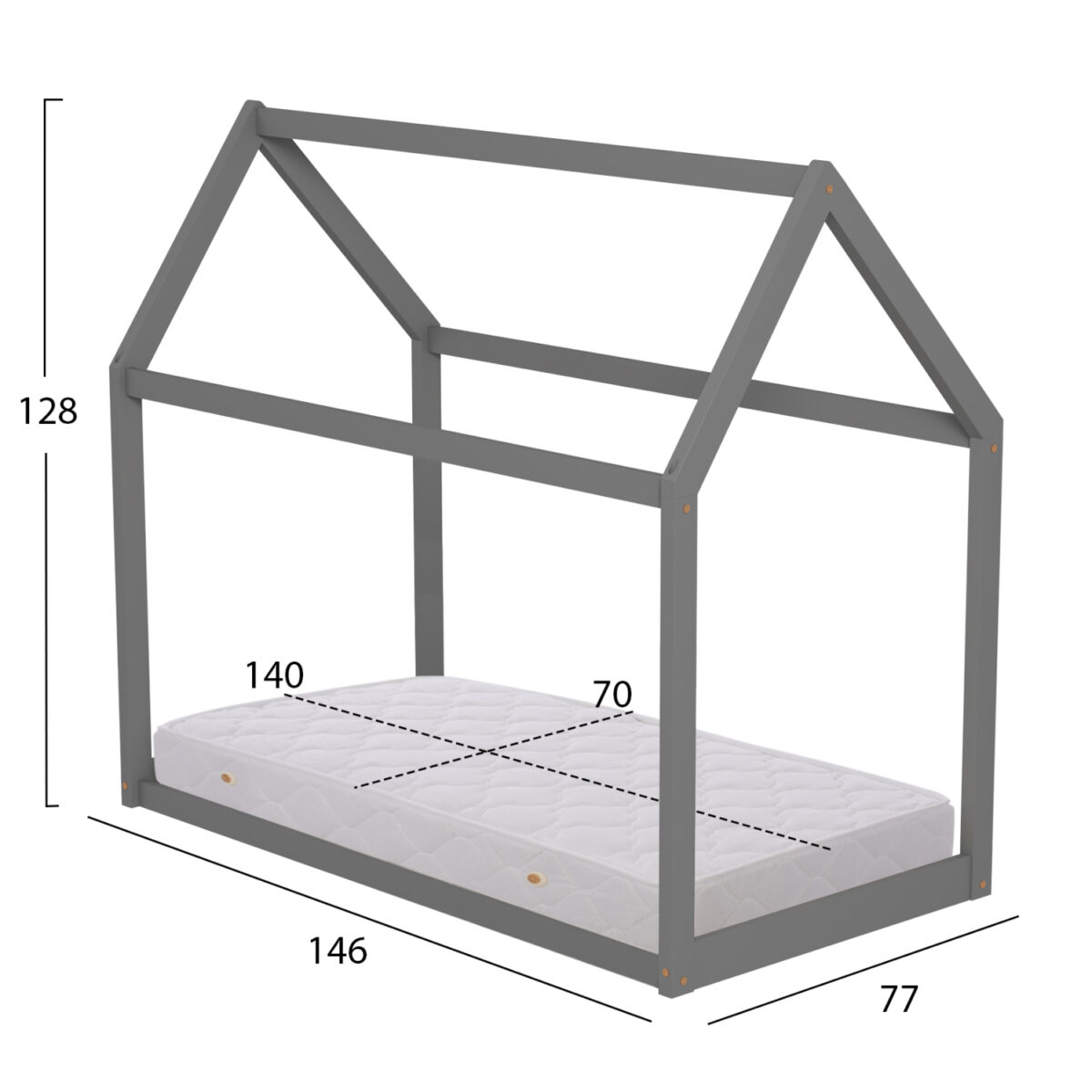 ΚΡΕΒΑΤΙ ΠΑΙΔΙΚΟ ΜΕ ΣΤΡΩΜΑ PEPE HM21303.02 ΞΥΛΟ ΠΕΥΚΟΥ ΣΕ ΓΚΡΙ--ΣΤΡΩΜΑ 70x140εκ - Image 3