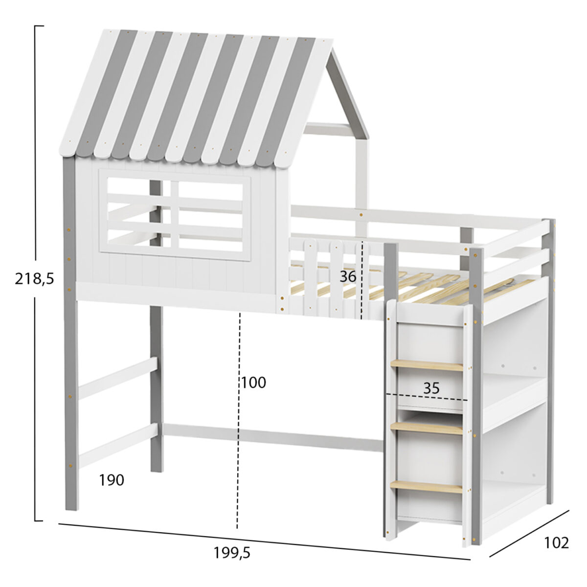 ΠΑΙΔΙΚΟ ΚΡΕΒΑΤΙ τ.MONTESSORI ΜΕ ΠΛΑΙΝΑ ΡΑΦΙΑ HOMI HM712 ΞΥΛΟ ΠΕΥΚΟΥ ΛΕΥΚΟ-ΓΚΡΙ-ΣΤΡΩΜΑ 90x190εκ - Image 2