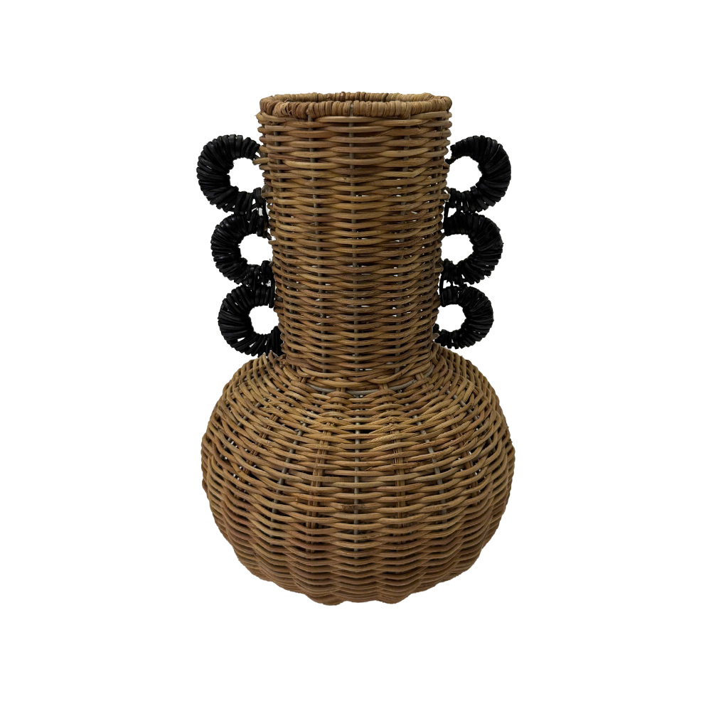 ARUNDO ΒΑΖΟ 24x24x35cm RATTAN ΦΥΣΙΚΟ ΦΥΣΙΚΟ ΜΑΥΡΟ