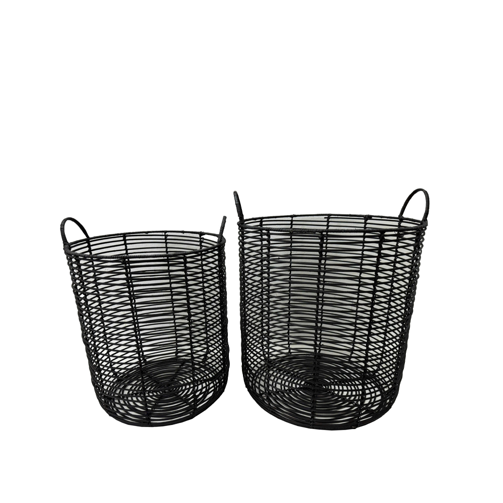 ONYX ΚΑΛΑΘΙ SET 2ΤΜΧ 40x40x51cm RATTAN ΦΥΣΙΚΟ ΜΑΥΡΟ