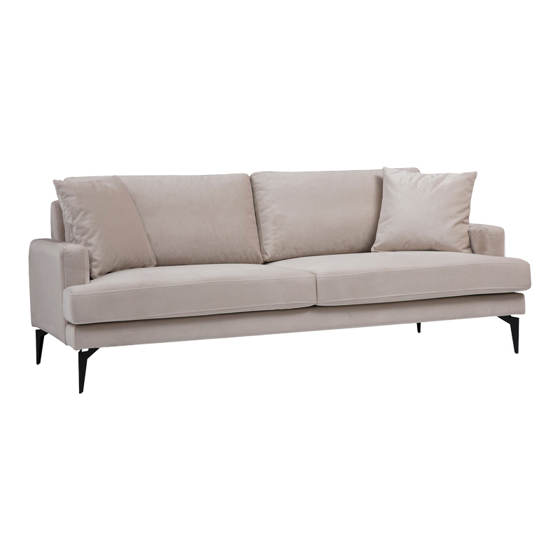 Καναπές 2θέσιος Fortune  βελούδο μπεζ-μαύρο 175x90x88εκ