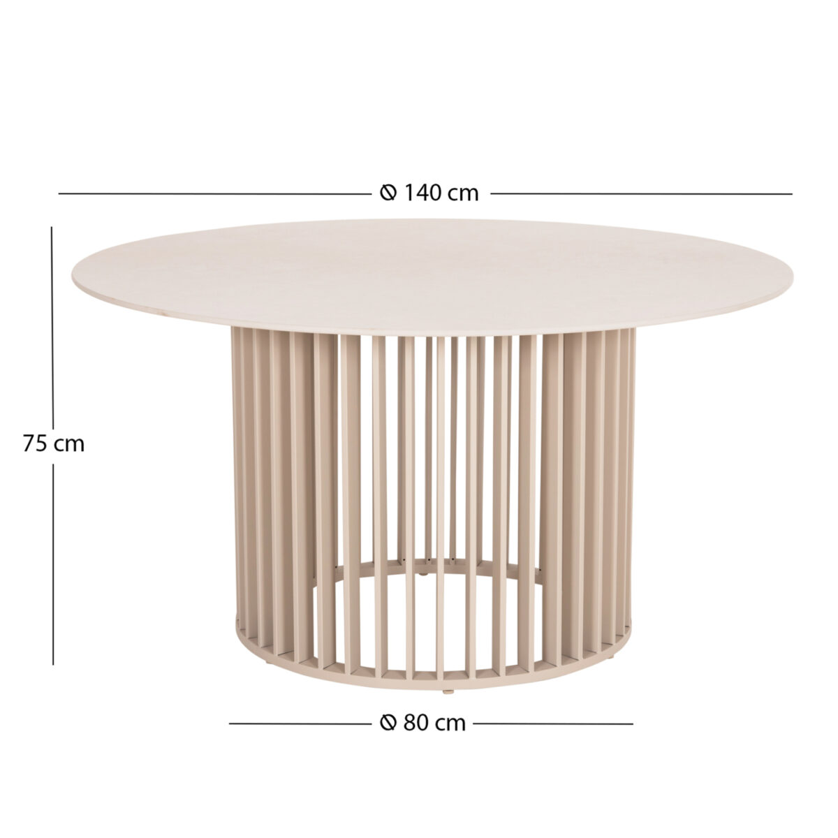 ΤΡΑΠΕΖΙ ΣΤΡΟΓΓΥΛΟ ΣΕΙΡΑ ETERNITY SM6177.01 IVORY ΑΛΟΥΜΙΝΙΟ & SINTERED STONE Φ140εκ - Image 2