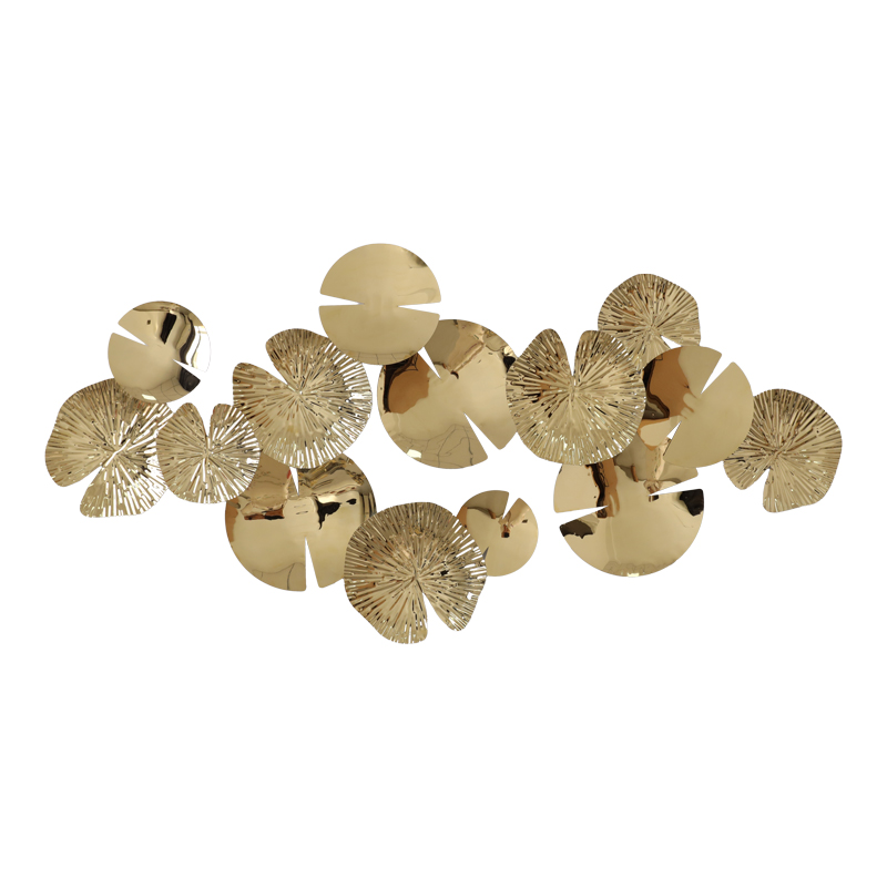 345-000009 Διακοσμητικό τοίχου Lily Inart μέταλλο σε χρυσή απόχρωση130x64.5x6εκ - Image 1