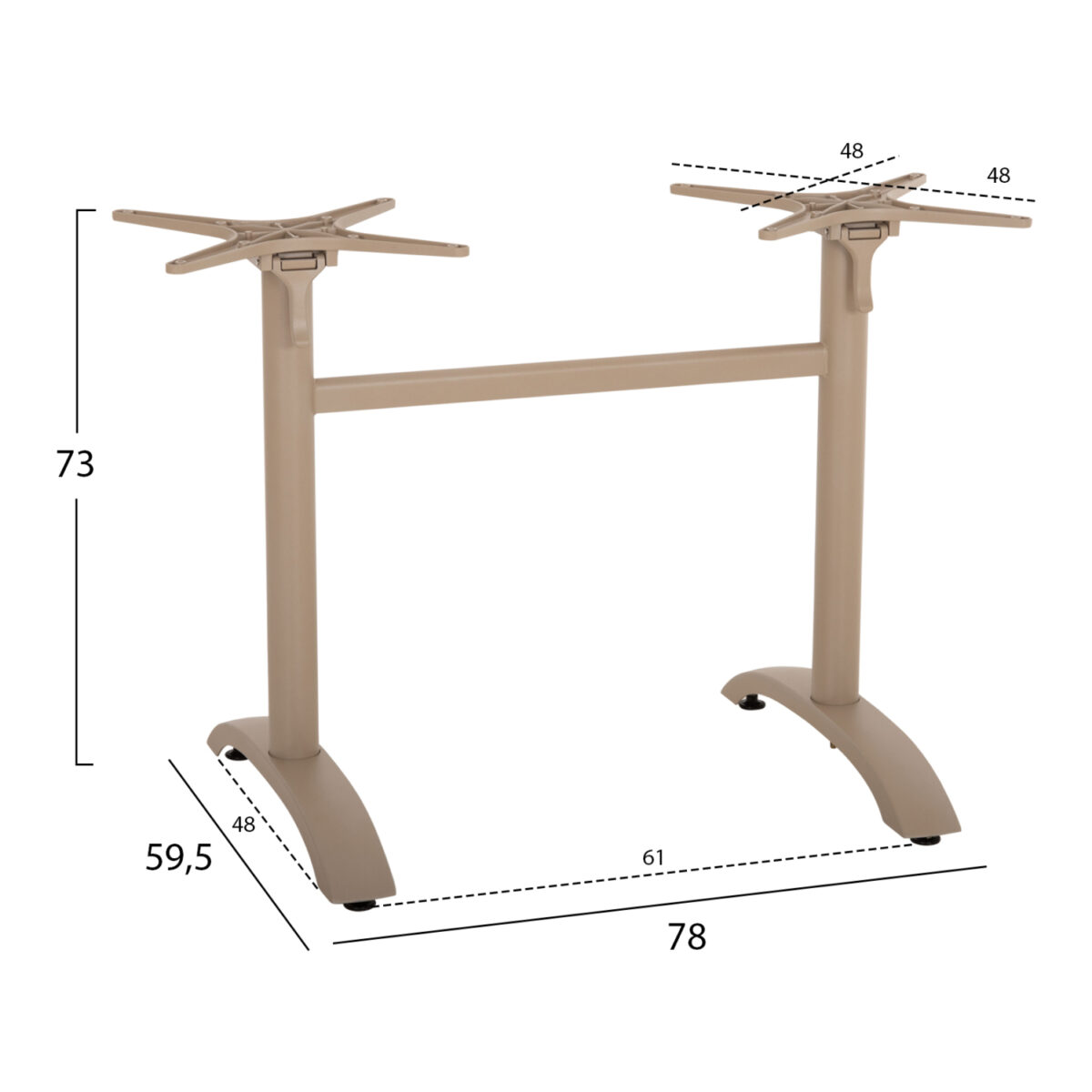 ΒΑΣΗ ΑΛΟΥΜΙΝΙΟΥ ΔΙΣΤΗΛΗ ΜΕ ΑΝΑΔΙΠΛΟΥΜΕΝΟΥΣ ΣΤΑΥΡΟΥΣ HM468.25 ΚΑΠΟΥΤΣΙΝΟ 78x59,5x73Υ - Image 2