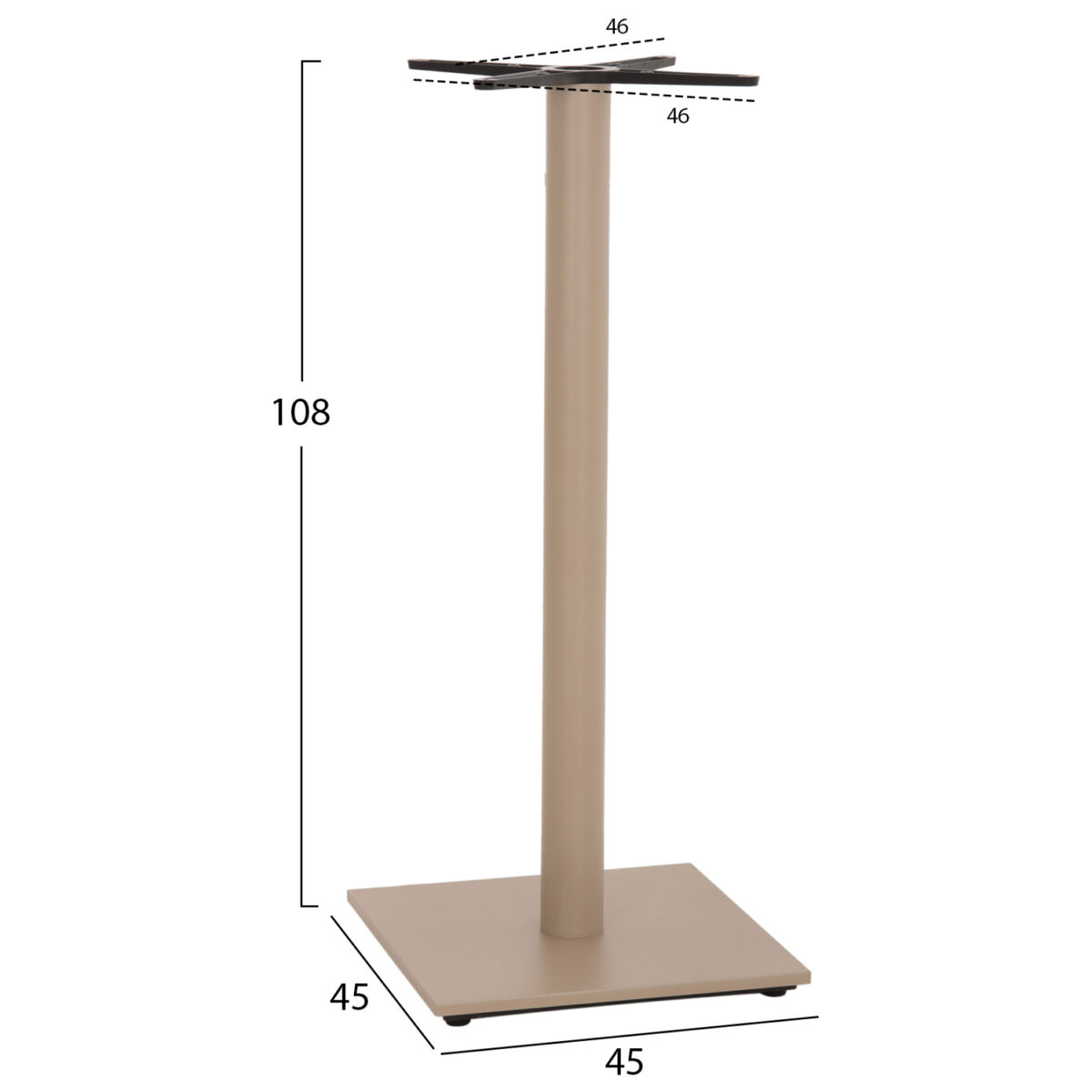 ΒΑΣΗ ΤΡΑΠΕΖΙΟΥ ΜΠΑΡ HM439.25 ΜΕΤΑΛΛΙΚΗ ΚΑΠΟΥΤΣΙΝΟ ΜΑΤ-ΡΕΓΟΥΛΑΤΟΡΟΙ 46x46x108Yεκ. - Image 2