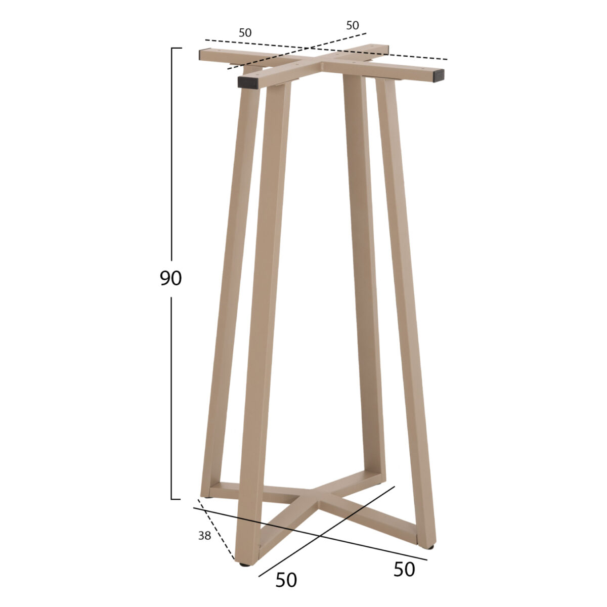 ΒΑΣΗ ΤΡΑΠΕΖΙΟΥ ΜΠΑΡ ΜΕΣΑΙΟΥ ΥΨΟΥΣ HM477.25 ΜΕΤΑΛΛΟ ΚΑΠΟΥΤΣΙΝΟ 50x50x90Υεκ. - Image 2