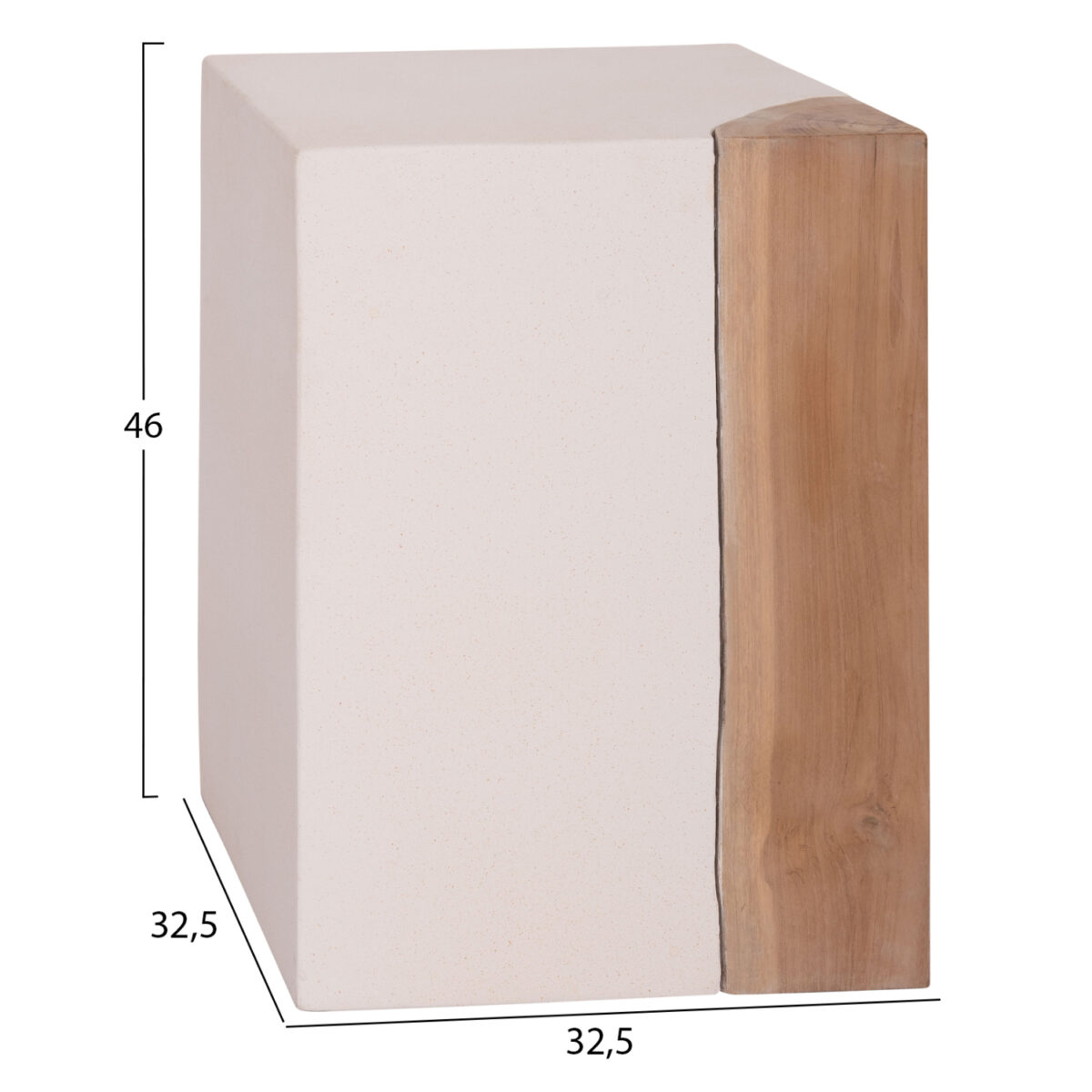 ΒΟΗΘΗΤΙΚΟ ΤΡΑΠΕΖΙ LEIA HM18163.02 FIBER CEMENT ΛΕΥΚΟ-ΞΥΛΟ TEAK 32.5x32.5x46Υεκ. - Image 2