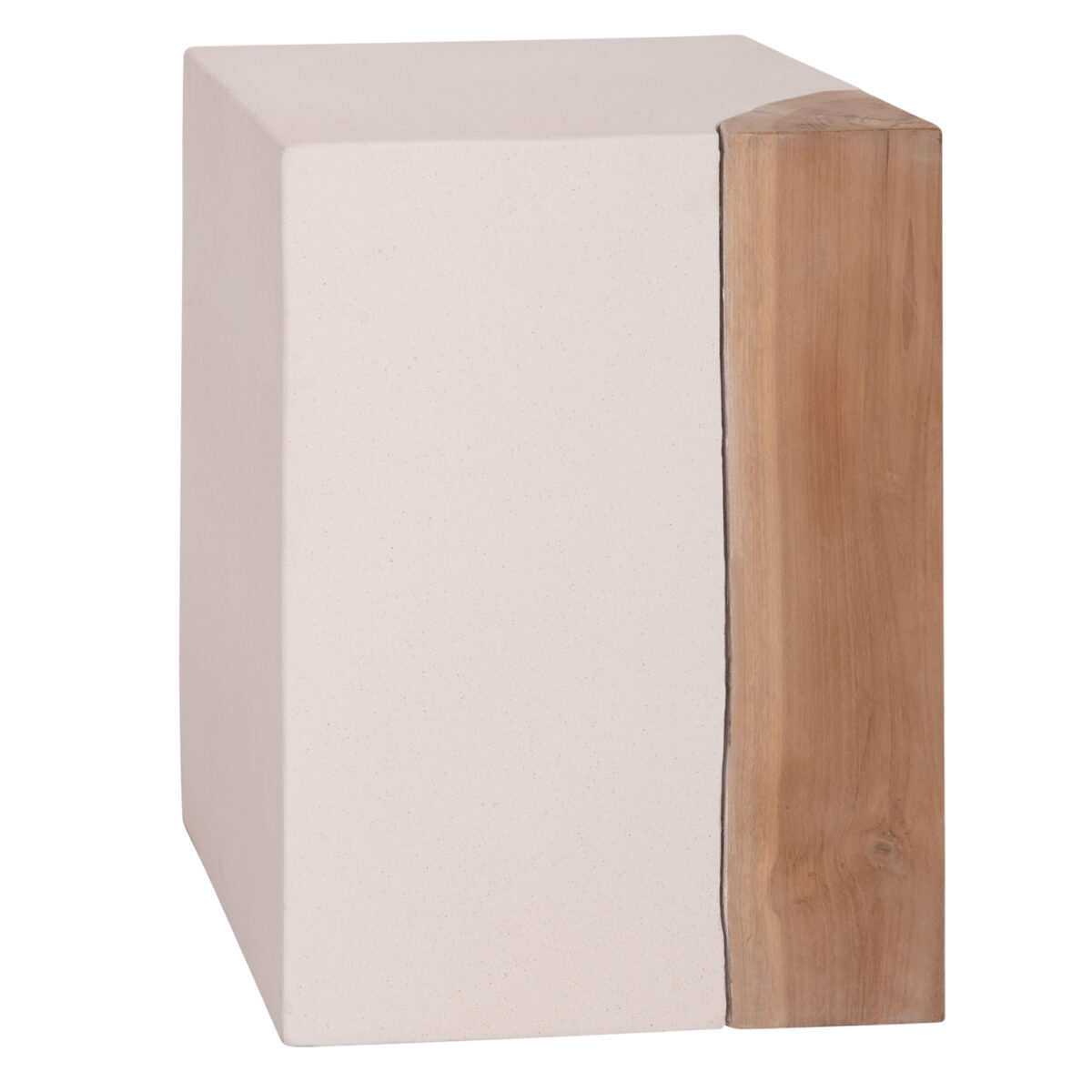 ΒΟΗΘΗΤΙΚΟ ΤΡΑΠΕΖΙ LEIA HM18163.02 FIBER CEMENT ΛΕΥΚΟ-ΞΥΛΟ TEAK 32.5x32.5x46Υεκ.