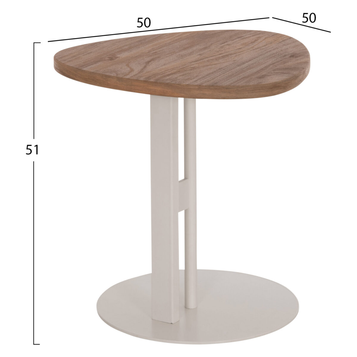 ΒΟΗΘΗΤΙΚΟ ΤΡΑΠΕΖΙ ΟΒΑΛ ALPER HM18328 MDF SONAMA--ΜΕΤΑΛΛΟ ΛΕΥΚΟ 50x50x51Υεκ. - Image 2