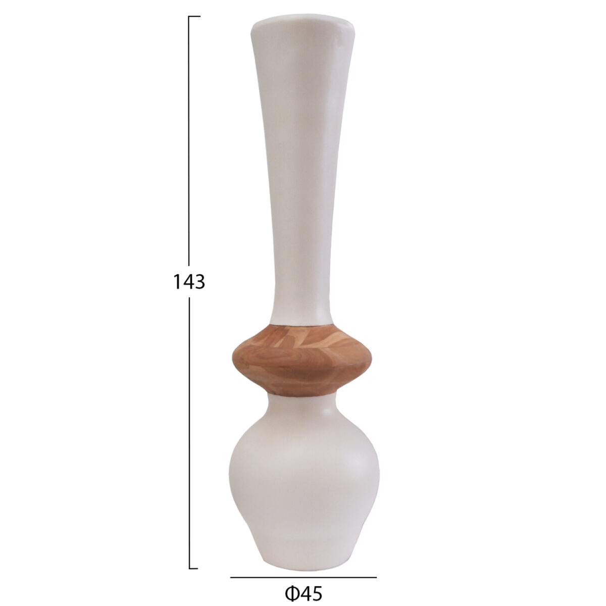 ΔΙΑΚΟΣΜΗΤΙΚΟ ΒΑΖΟ ΔΑΠΕΔΟΥ NEBULA HM4660.02M FIBER CEMENT ΛΕΥΚΟ--ΞΥΛΟ ΤΕΑΚ Φ45x143Υεκ - Image 2