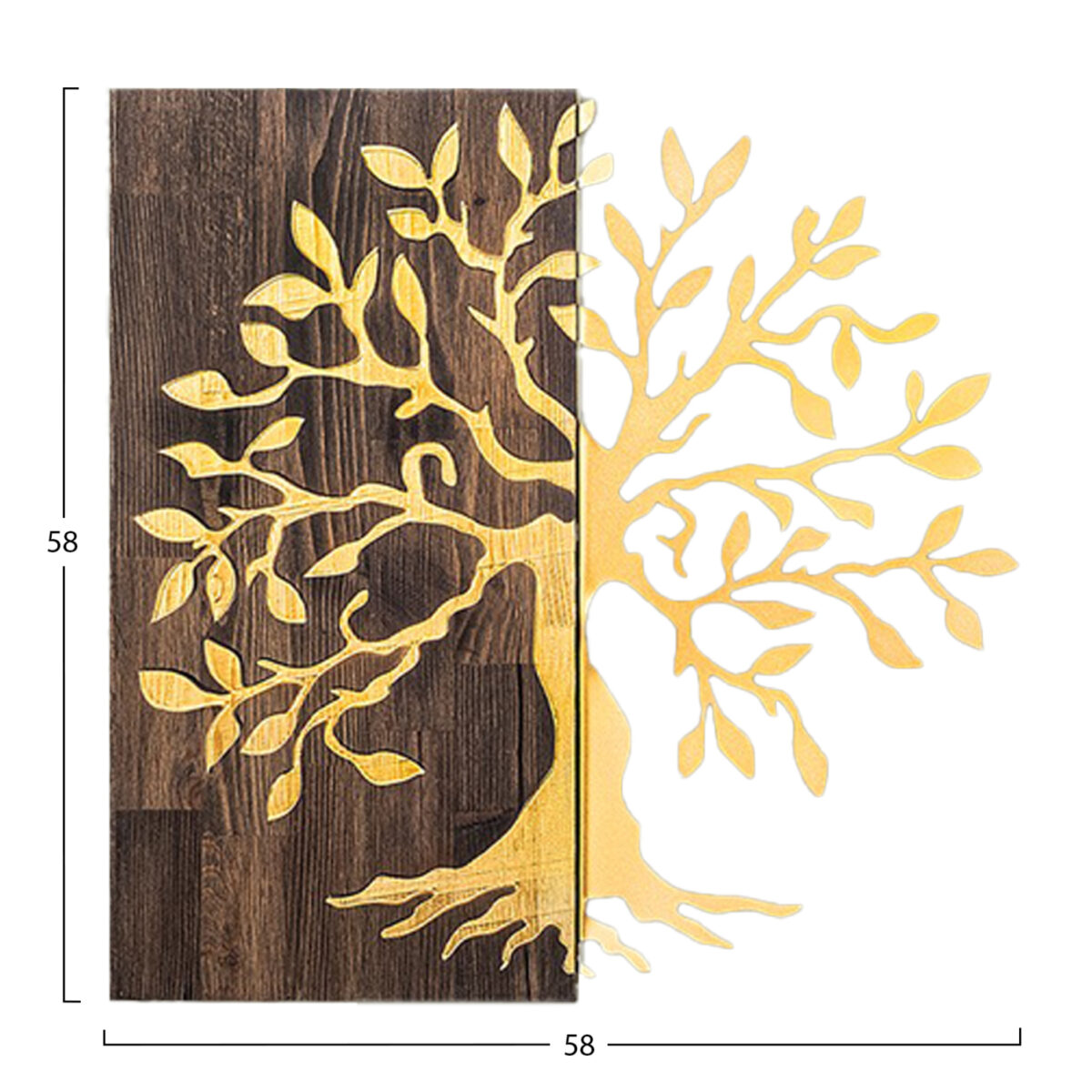 ΔΙΑΚΟΣΜΗΤΙΚΟ ΤΟΙΧΟΥ ΔΕΝΤΡΟ HM4751-ΦΥΛΛΑ ΜΕΤΑΛΛΟΥ ΧΡΥΣΑ-ΞΥΛΟ 58x3(βάθος)x58Υεκ. - Image 3