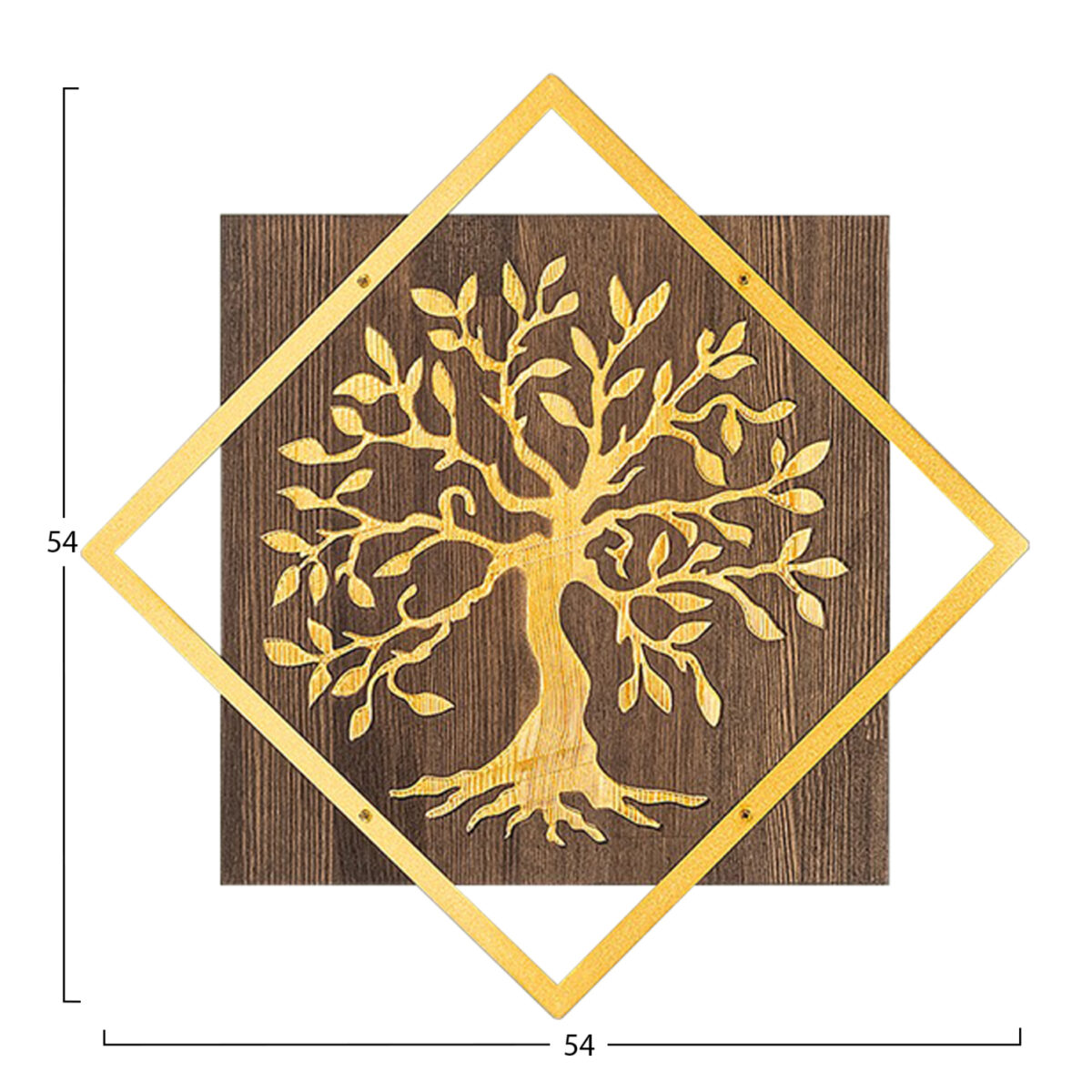 ΔΙΑΚΟΣΜΗΤΙΚΟ ΤΟΙΧΟΥ ΔΕΝΤΡΟ HM4752-ΦΥΛΛΑ ΜΕΤΑΛΛΟΥ ΧΡΥΣΑ-ΞΥΛΟ 54x3(βάθος)x54Υεκ. - Image 3