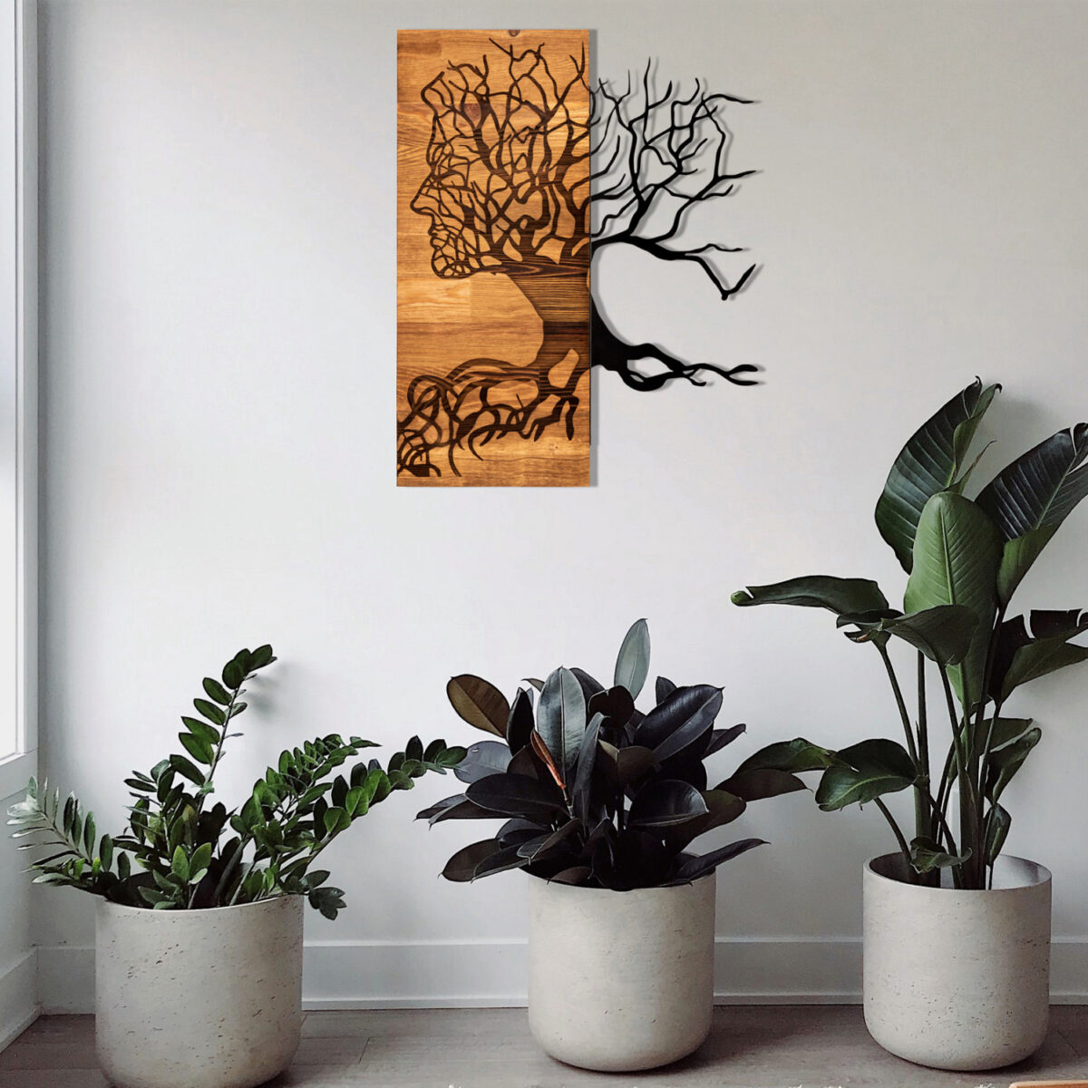 ΔΙΑΚΟΣΜΗΤΙΚΟ ΤΟΙΧΟΥ HM4804-ΦΥΛΛΑ ΜΕΤΑΛΛΟΥ ΜΑΥΡΑ-ΞΥΛΟ 45x3(βάθος)x58Υεκ. - Image 2