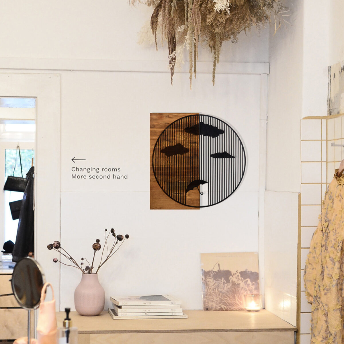 ΔΙΑΚΟΣΜΗΤΙΚΟ ΤΟΙΧΟΥ HM4808-ΦΥΛΛΑ ΜΕΤΑΛΛΟΥ ΜΑΥΡΑ-ΞΥΛΟ 58x3(βάθος)x58Υεκ. - Image 2