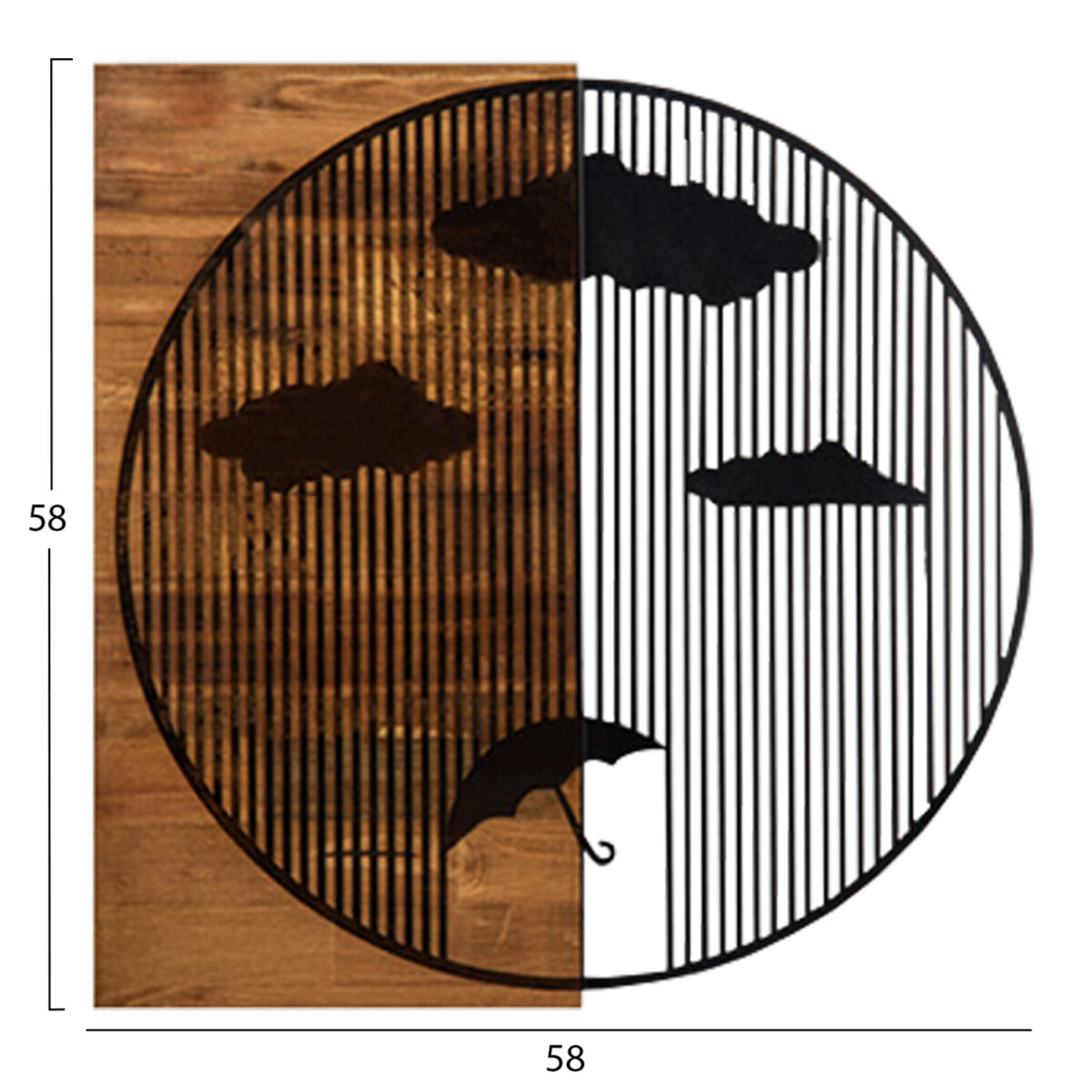 ΔΙΑΚΟΣΜΗΤΙΚΟ ΤΟΙΧΟΥ HM4808-ΦΥΛΛΑ ΜΕΤΑΛΛΟΥ ΜΑΥΡΑ-ΞΥΛΟ 58x3(βάθος)x58Υεκ. - Image 3