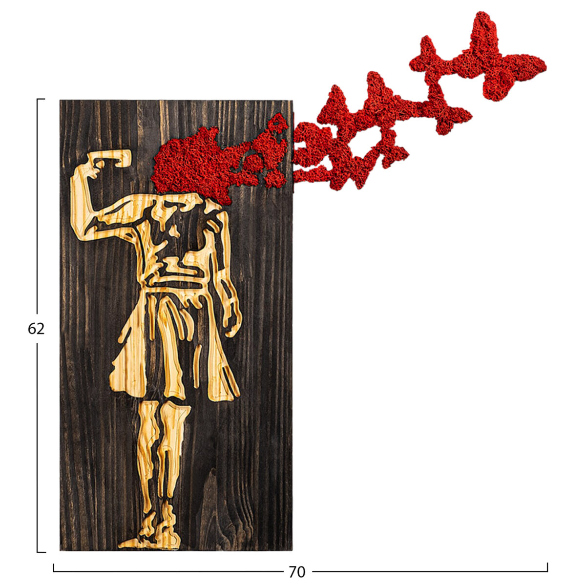 ΔΙΑΚΟΣΜΗΤΙΚΟ ΤΟΙΧΟΥ ΦΙΓΟΥΡΑ ΚΟΡΙΤΣΙΟΥ HM4755-ΦΥΛΛΑ ΜΕΤΑΛΛΟΥ-ΞΥΛΟ 62x3(βάθος)x70Υεκ. - Image 3