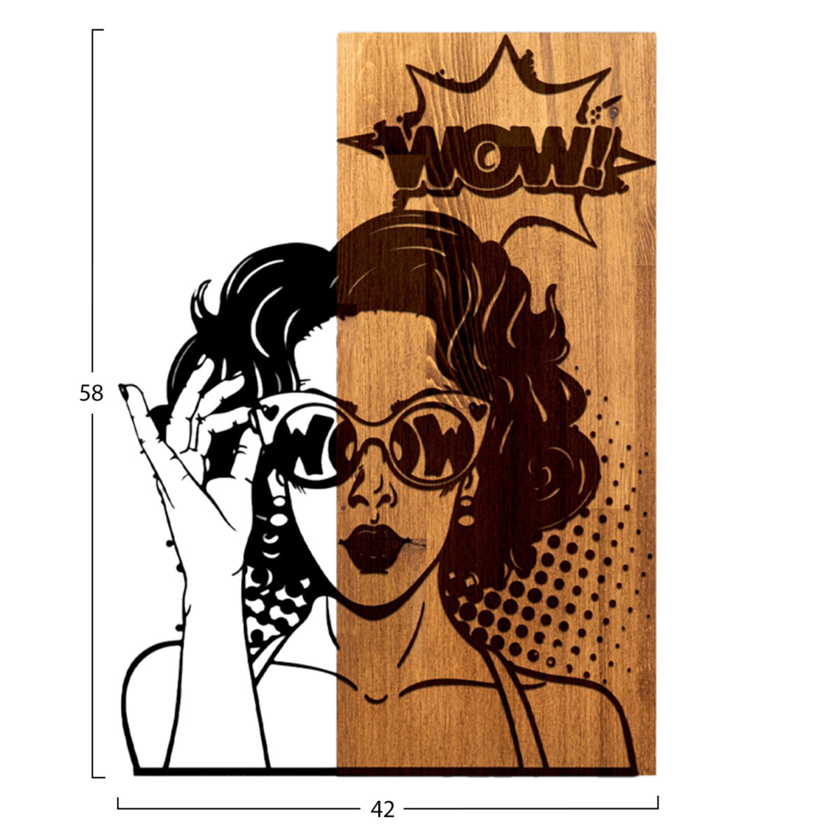 ΔΙΑΚΟΣΜΗΤΙΚΟ ΤΟΙΧΟΥ ΟΨΗ ΓΥΝΑΙΚΑΣ HM4758-ΦΥΛΛΑ ΜΕΤΑΛΛΟΥ ΜΑΥΡΑ-ΞΥΛΟ 42x3(βάθος)x58Υεκ. - Image 3