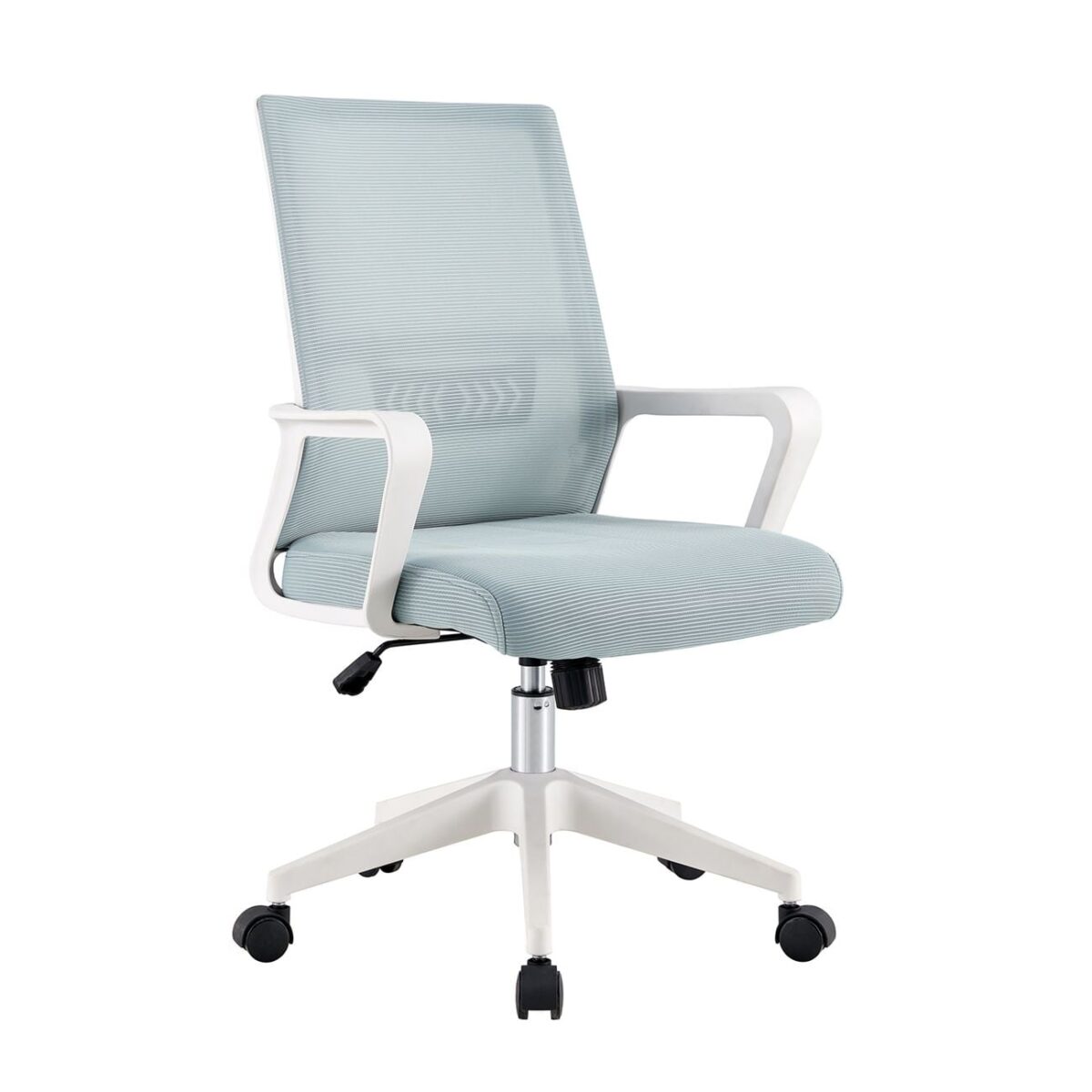 BF2965 Πολυθρόνα Γραφείου Ύφασμα Γκρι-Μπλε Mesh, Βάση PP Άσπρο - Image 2