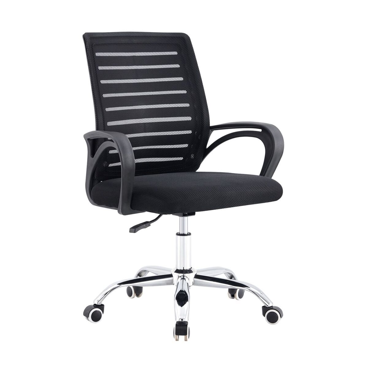 BF2140 Πολυθρόνα Γραφείου Μέταλλο Χρώμιο, Mesh Μαύρο - Image 2