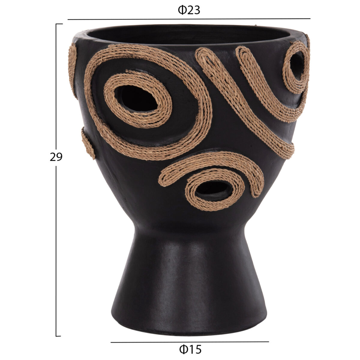 ΕΠΙΤΡΑΠΕΖΙΟ ΔΙΑΚΟΣΜΗΤΙΚΟ ΒΑΖΟ DEAN HM4678.01 ΤΕΡΑΚΟΤΑ ΣΕ ΜΑΥΡΟ--Φ23x29Υεκ. - Image 2