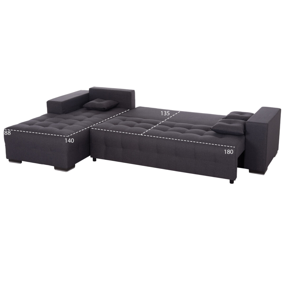 ΓΩΝΙΑΚΟΣ ΚΑΝΑΠΕΣ-ΚΡΕΒΑΤΙ ΜΕ ΑΠΟΘ.ΧΩΡΟ TRENDSTON HM3302.01L ΓΚΡΙ ΥΦΑΣΜΑ 298x177x95Υεκ - Image 3