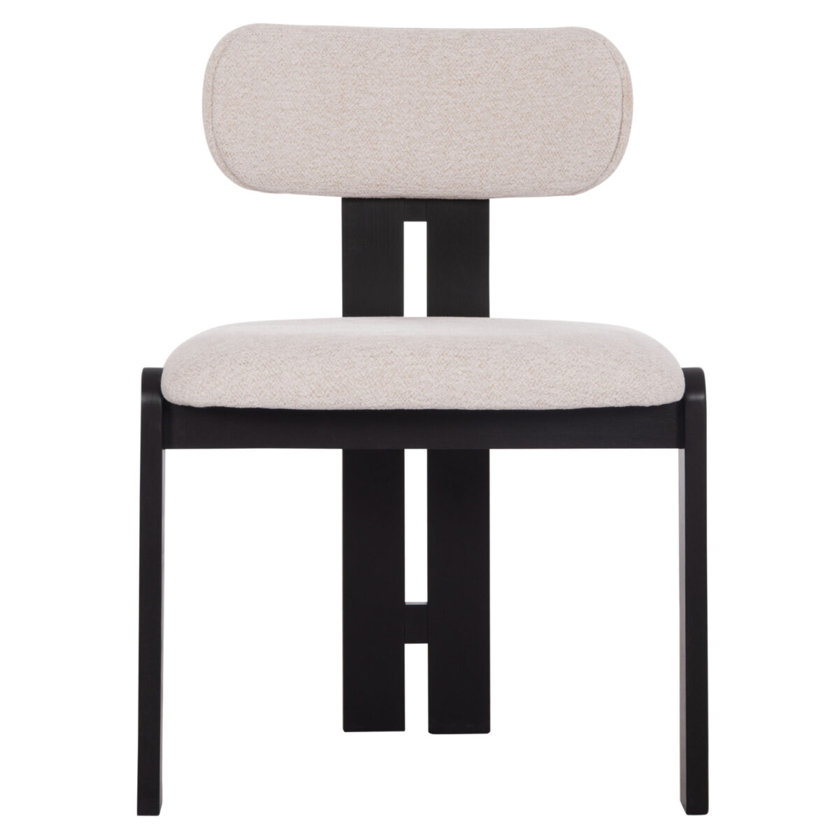 ΚΑΡΕΚΛΑ ΤΡΑΠΕΖΑΡΙΑΣ KARVO HM18252.02 ΕΚΡΟΥ ΥΦΑΣΜΑ--ΞΥΛΟ ΣΕ ΜΑΥΡΟ 57x50x78,5Υεκ. - Image 3