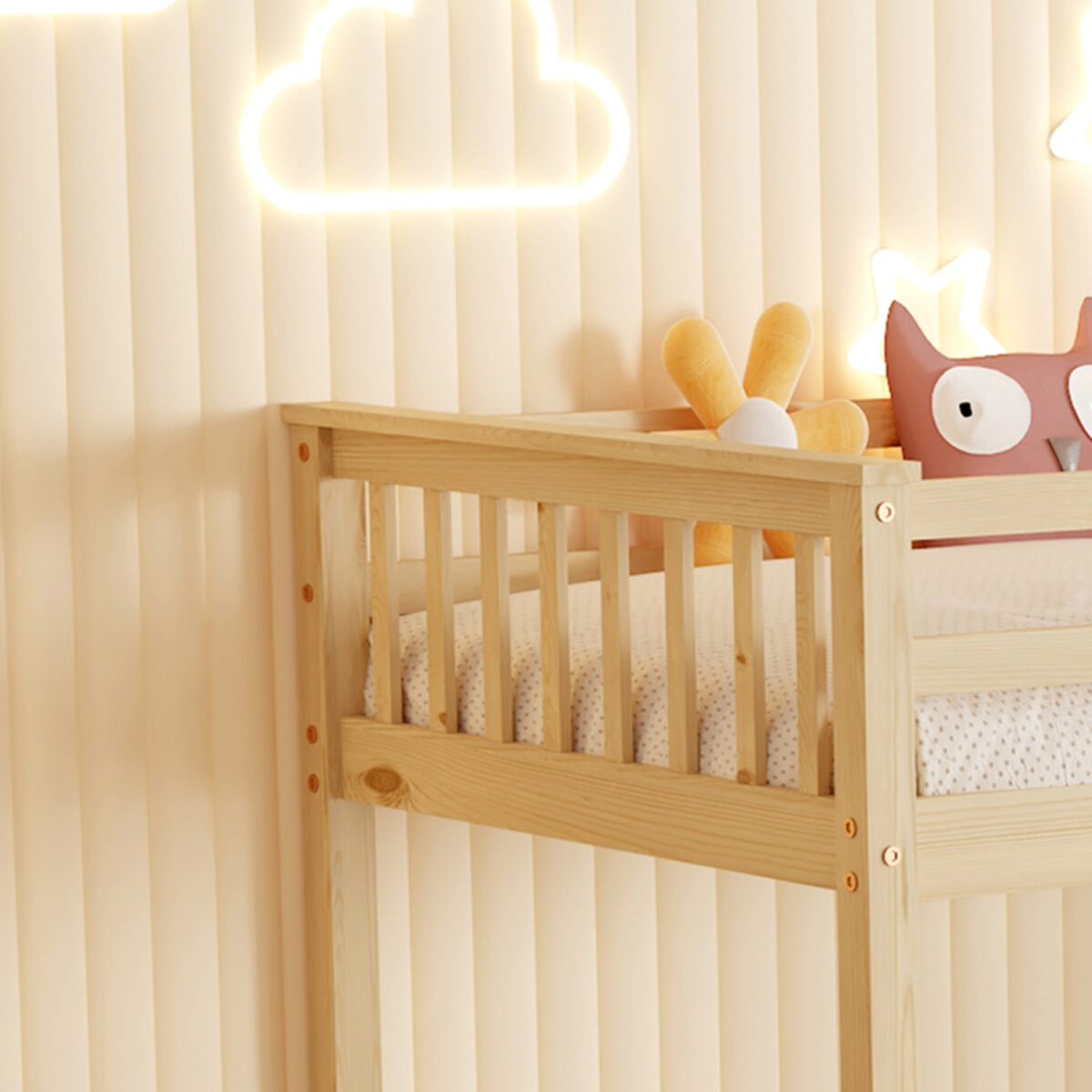 ΚΟΥΚΕΤΑ ΠΑΙΔΙΚΗ ΜΕ 2 ΣΤΡΩΜΑΤΑ LANTAI HM21307 ΞΥΛΟ ΠΕΥΚΟΥ ΦΥΣΙΚΟ--ΣΤΡΩΜΑΤΑ 90x190εκ - Image 6