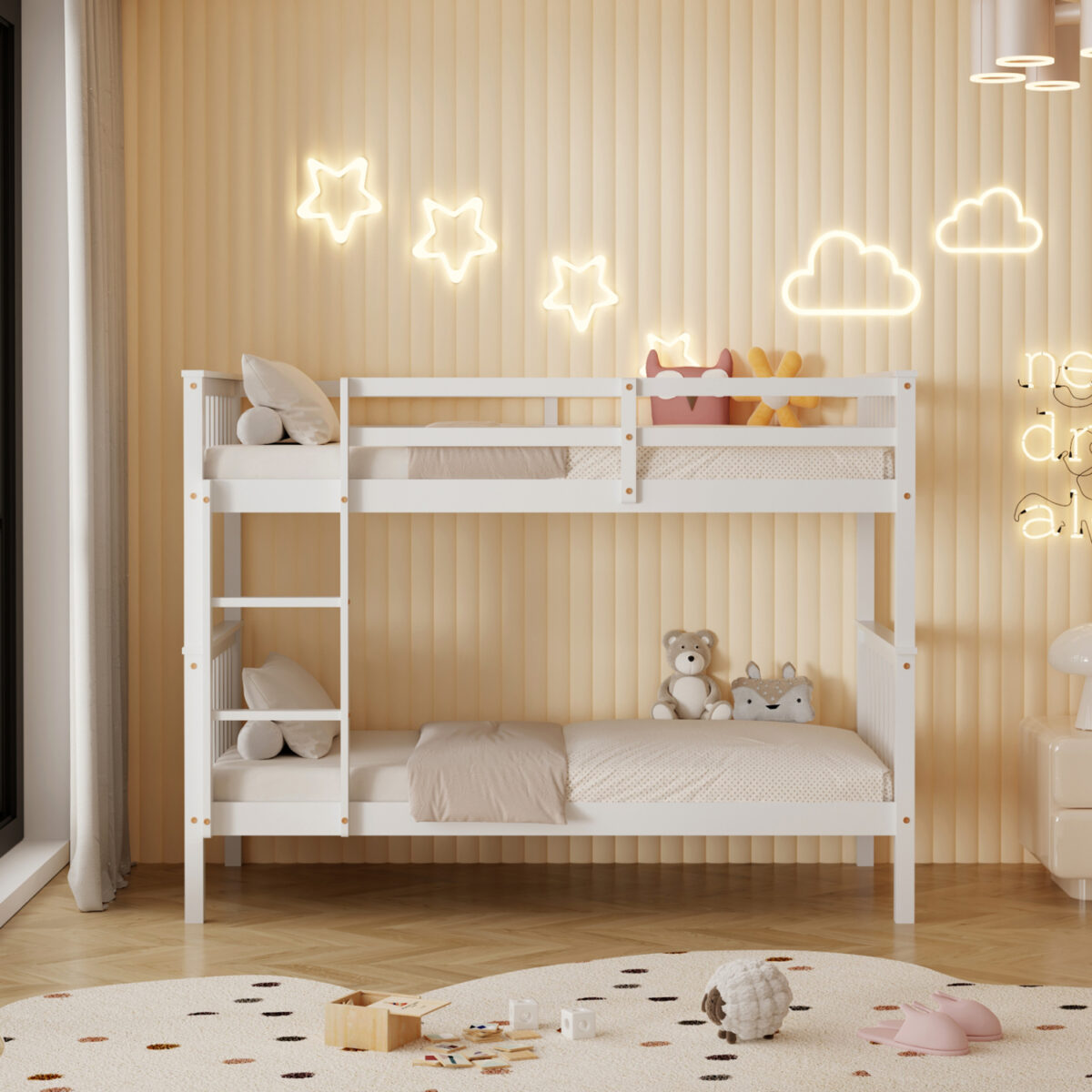 ΚΟΥΚΕΤΑ ΠΑΙΔΙΚΗ ΜΕ 2 ΣΤΡΩΜΑΤΑ LANTAI HM21307.01 ΞΥΛΟ ΠΕΥΚΟΥ ΛΕΥΚΟ--ΣΤΡΩΜΑΤΑ 90x190εκ - Image 5