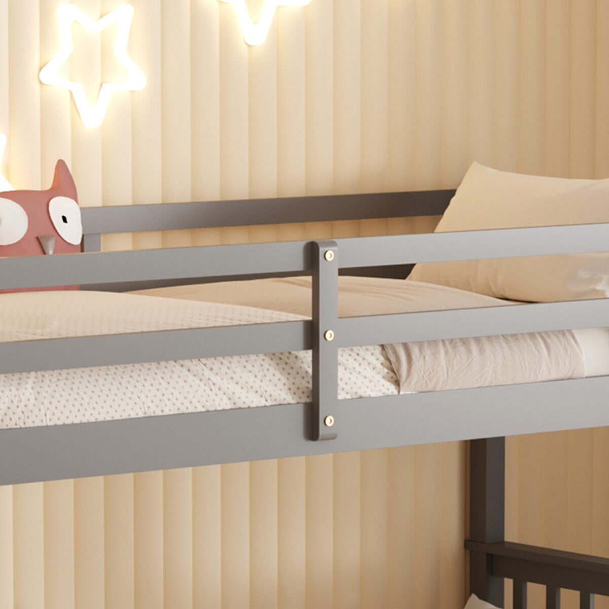 ΚΟΥΚΕΤΑ ΠΑΙΔΙΚΗ ΜΕ 2 ΣΤΡΩΜΑΤΑ LANTAI HM21307.02 ΞΥΛΟ ΠΕΥΚΟΥ ΓΚΡΙ--ΣΤΡΩΜΑΤΑ 90x190εκ - Image 7